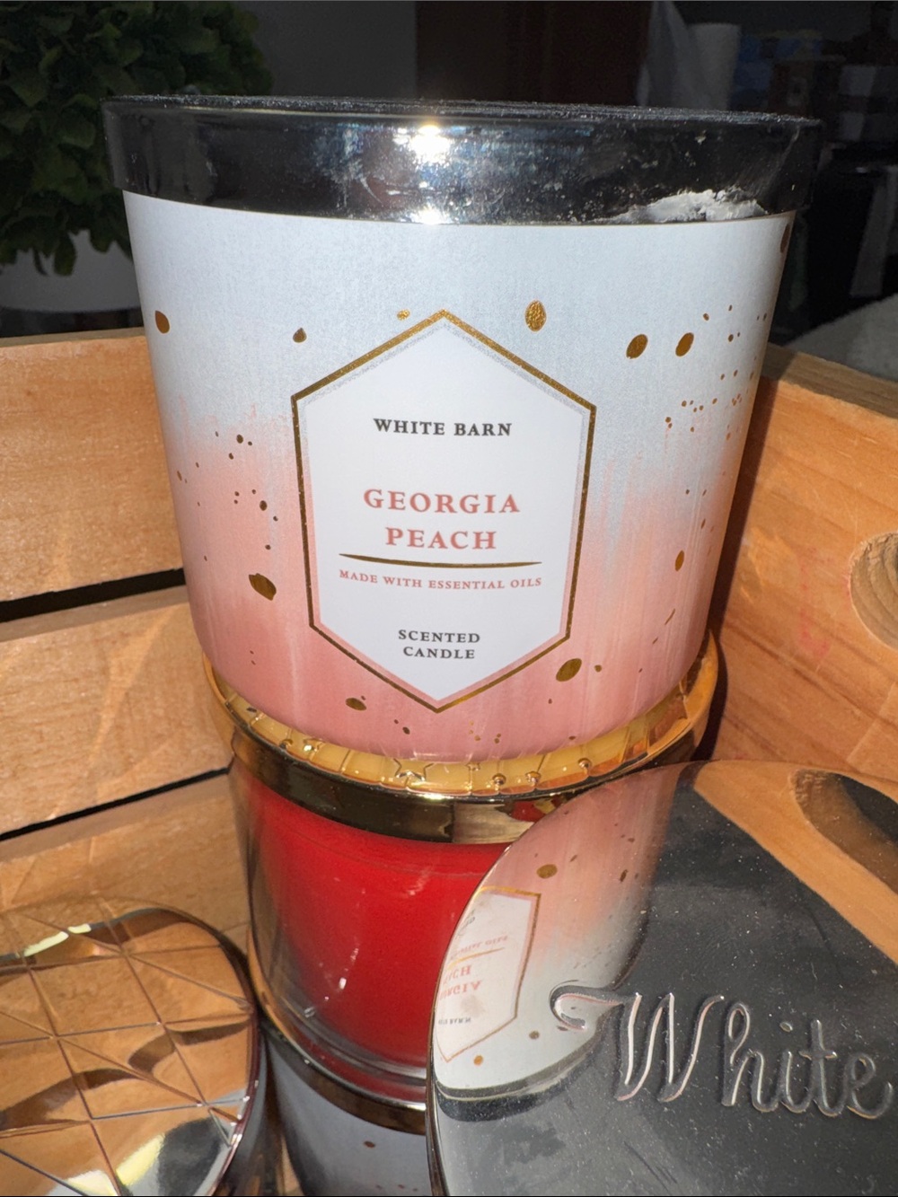White Barn Georgia Peach Ombré Scented Candle - Pink and Gold Accents